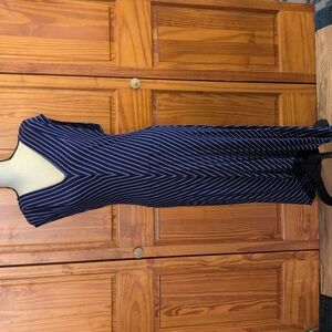 Mossimo Supply Co Blue/Gray Striped Sleeveless High/Low Sundress S